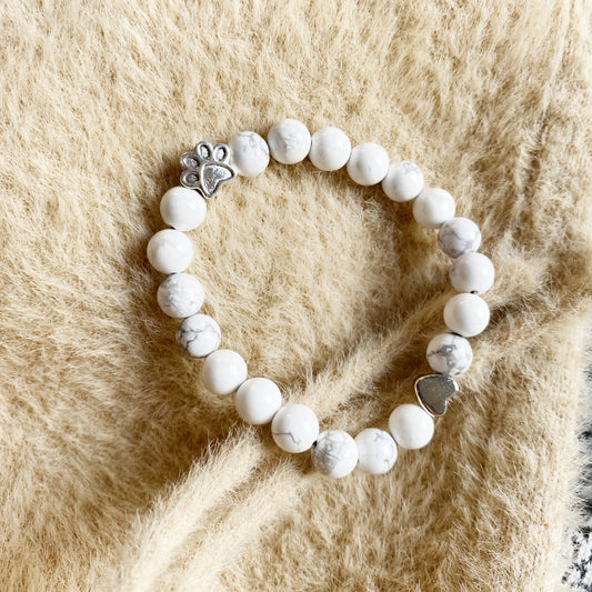 ELARA – Handmade Natural Stone Bracelet with Cute Paw and Heart Charms for a Unique Look