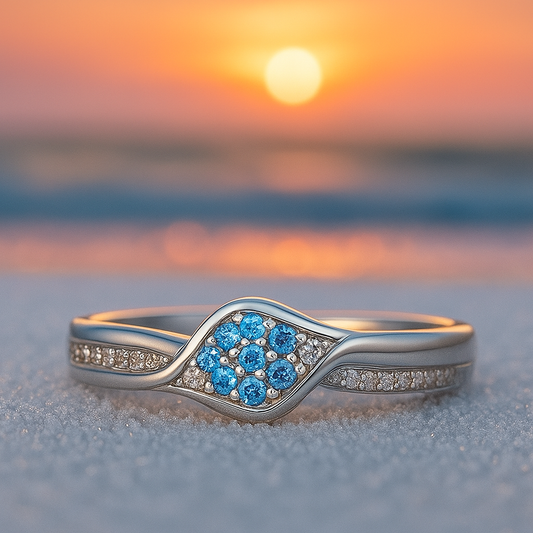 Silent Waves – Ring in silver 925 with blue crystal