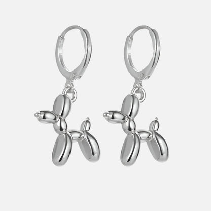 Elegant MINI Golden Huggie Hoops with Playful Balloon Dog Pendant