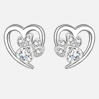 LIVIA – Elegant Heart and Paw Earrings with Sparkling Zirconia for a Stunning Look