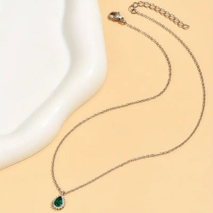 Green Water Drop Necklace