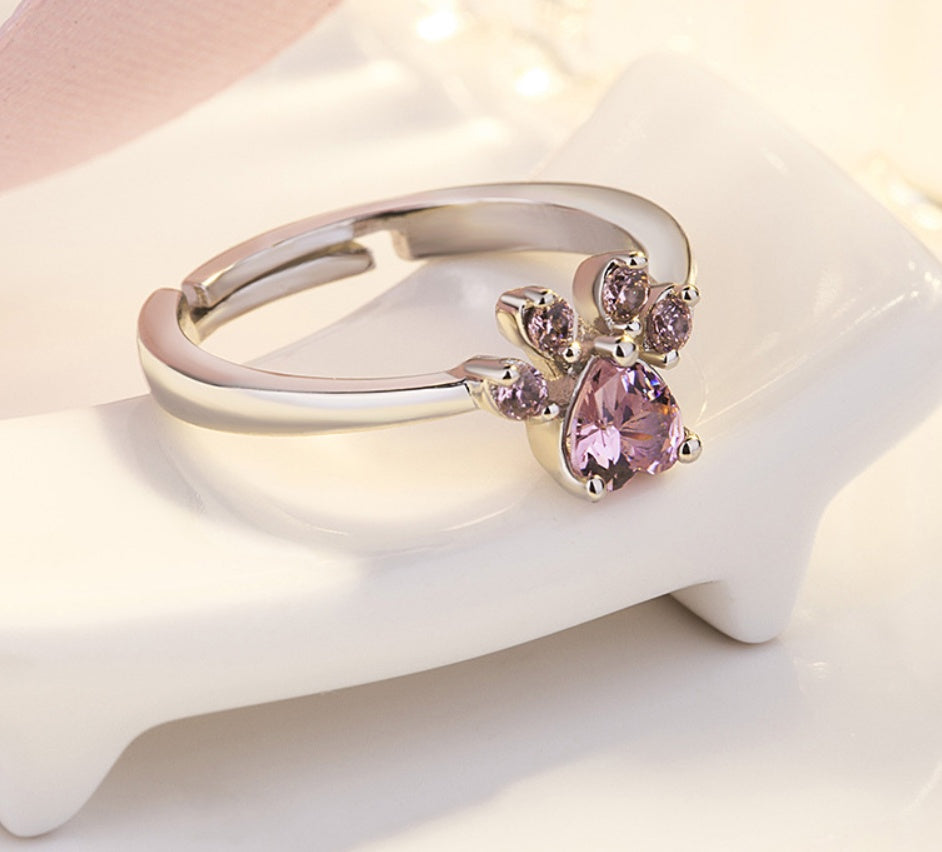 Elegant TALINA 4-Piece Rose Gold Jewelry Set with Paw & Zirconia Heart - Perfect Gift for Animal Lovers