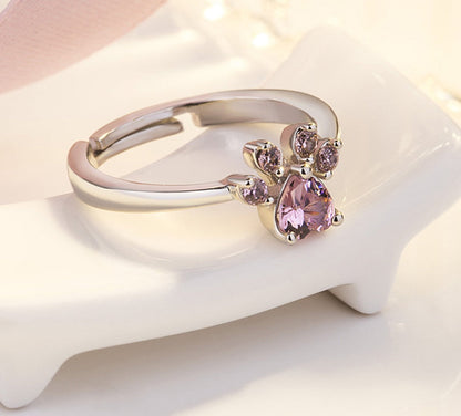 Elegant TALINA 4-Piece Rose Gold Jewelry Set with Paw & Zirconia Heart - Perfect Gift for Animal Lovers