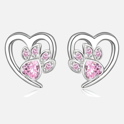 LIVIA – Elegant Heart and Paw Earrings with Sparkling Zirconia for a Stunning Look