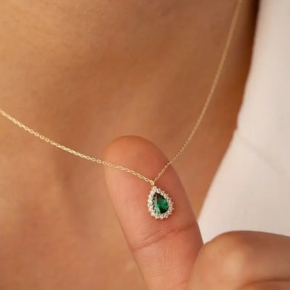 Green Water Drop Necklace
