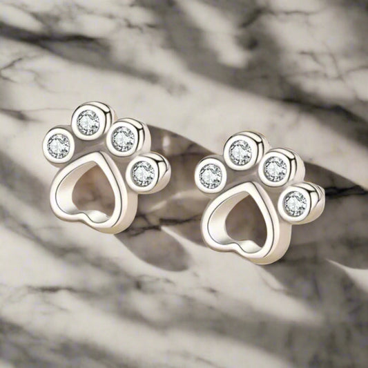 TALIAIE – Elegant Paw and Ear Studs made of 925 Sterling Silver with Sparkling Zirconia for Stylish Expression
