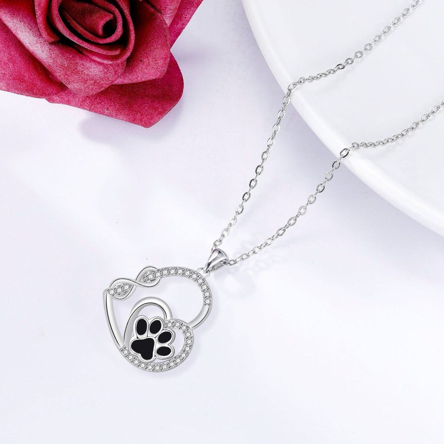 Endless Affection Paw Print Pendant Necklace