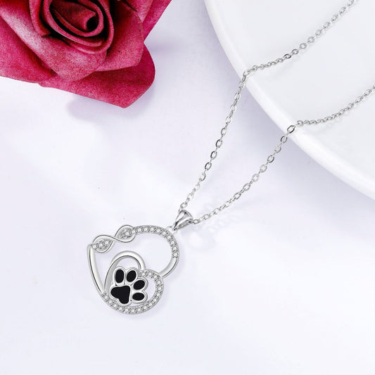 Endless Affection Paw Print Pendant Necklace