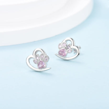 Earrings with Paw Prints & Heart – Pet Lover Jewelry