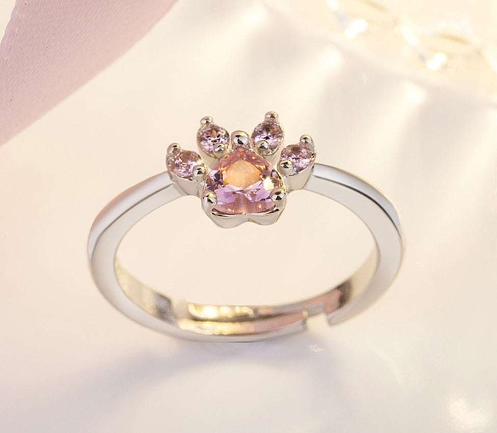 Elegant TALINA 4-Piece Rose Gold Jewelry Set with Paw & Zirconia Heart - Perfect Gift for Animal Lovers