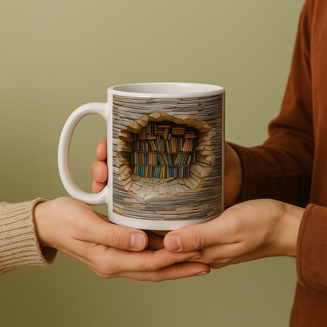 Handmade 3D Book Worlds Mug