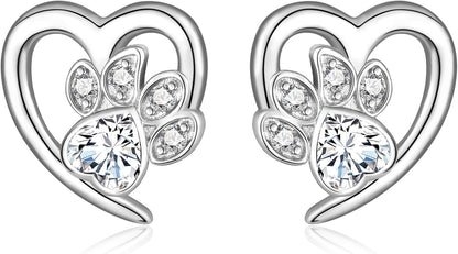 Earrings with Paw Prints & Heart – Pet Lover Jewelry