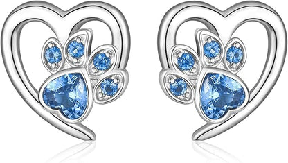 Earrings with Paw Prints & Heart – Pet Lover Jewelry