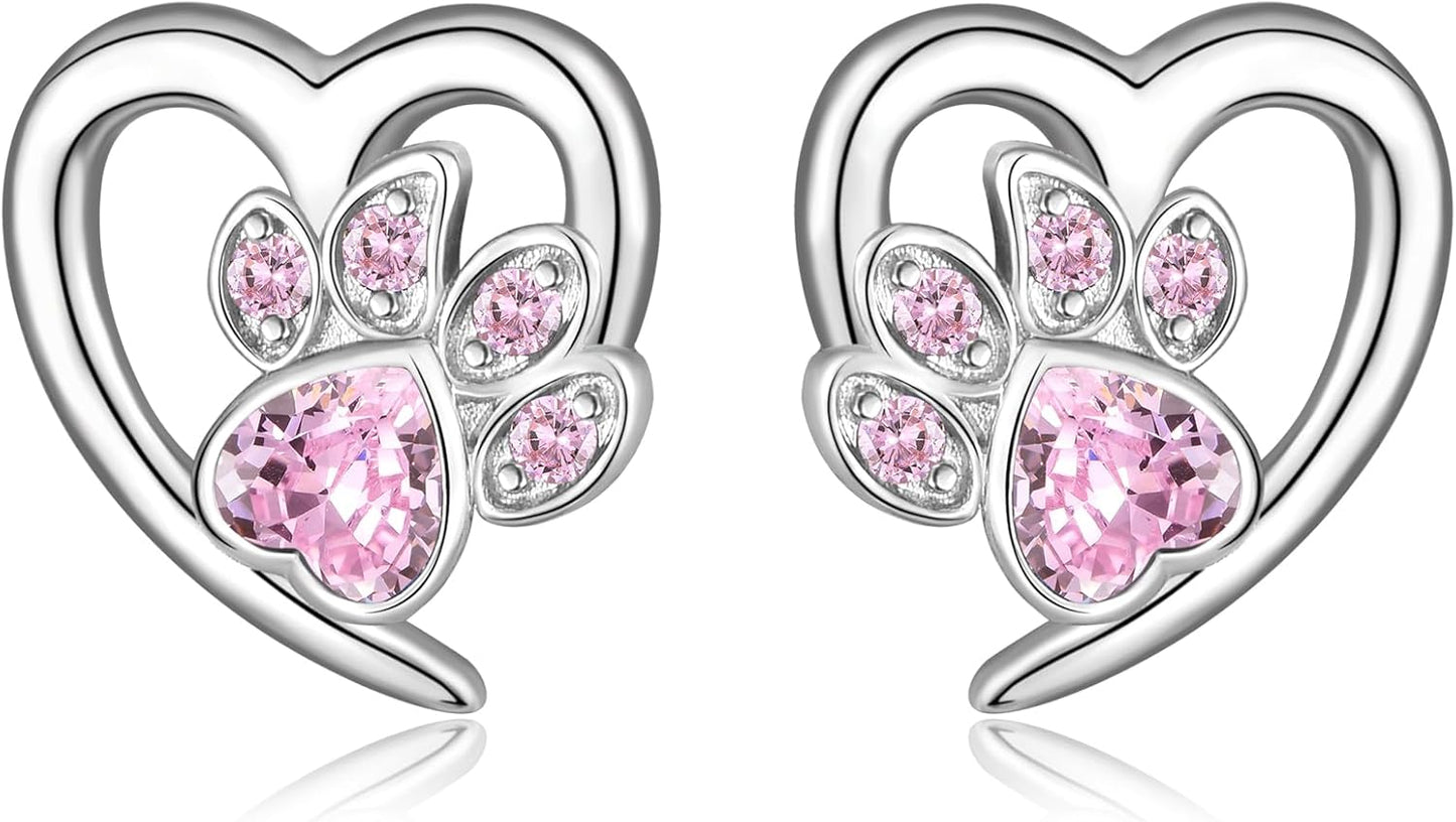 Earrings with Paw Prints & Heart – Pet Lover Jewelry