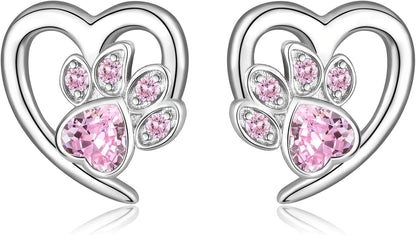 Earrings with Paw Prints & Heart – Pet Lover Jewelry