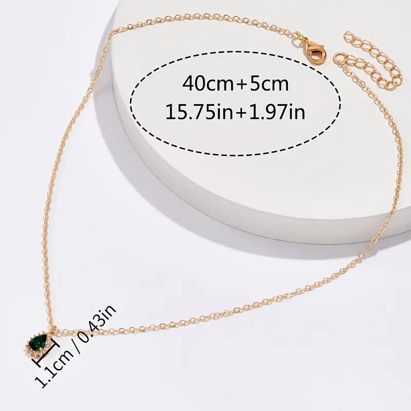 Green Water Drop Necklace