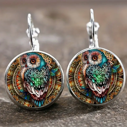 Earring with Vintage Owl in Silver