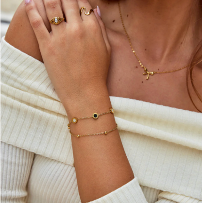 Onyx White Stone Bracelet