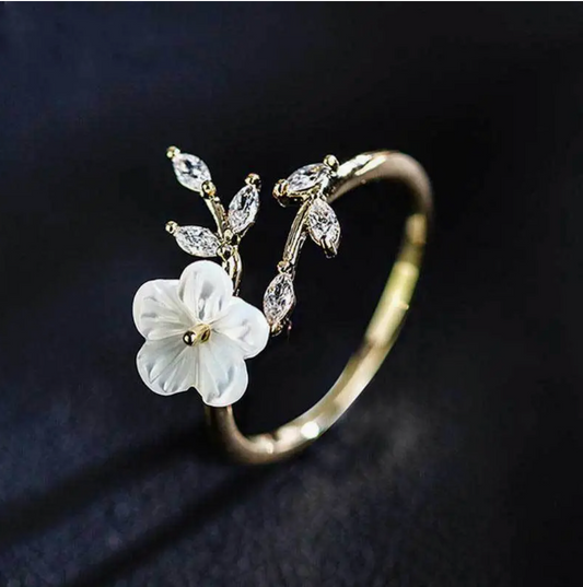 Flower Design Ring with Diamonds