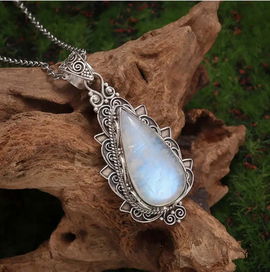 Moonstone Necklace in Vintage Setting