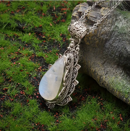 Moonstone Necklace in Vintage Setting