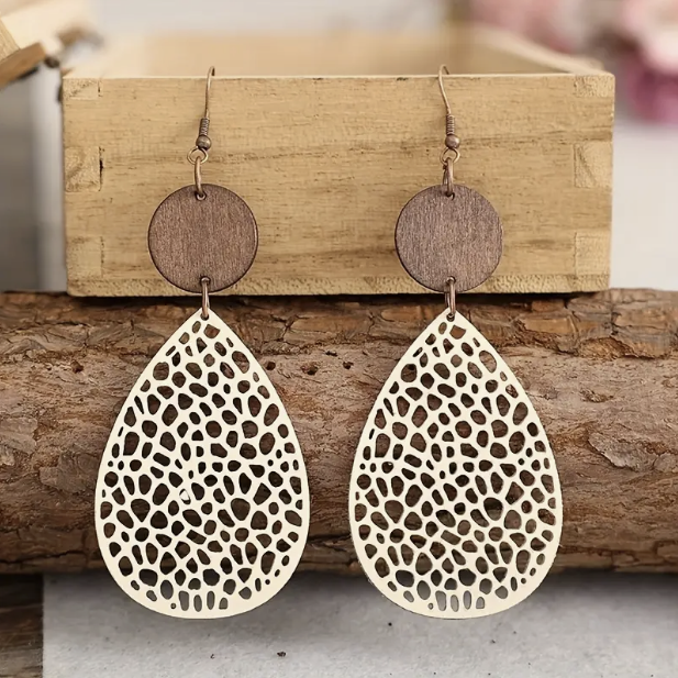 Drop Earrings Made from Vintage Leather