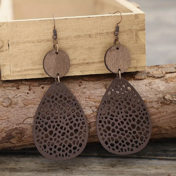 Drop Earrings Made from Vintage Leather
