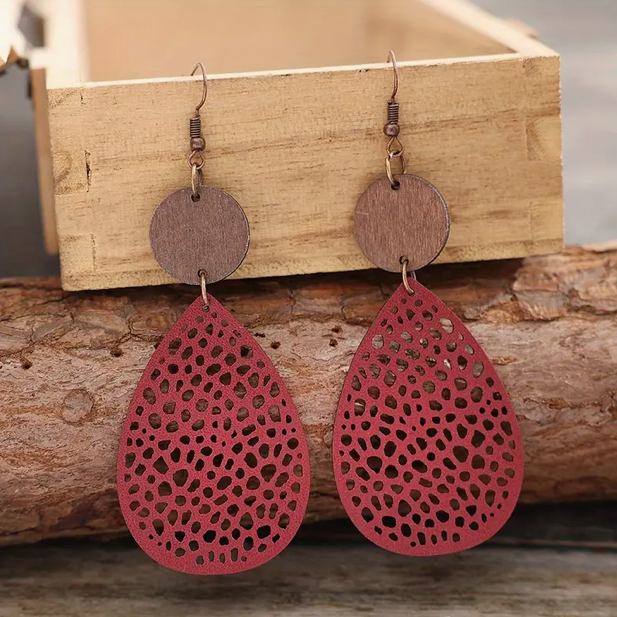 Drop Earrings Made from Vintage Leather