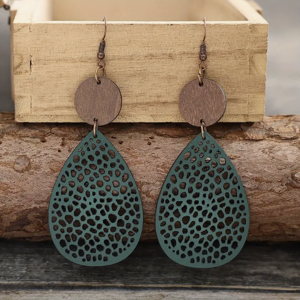 Drop Earrings Made from Vintage Leather