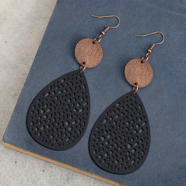 Drop Earrings Made from Vintage Leather