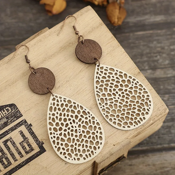 Drop Earrings Made from Vintage Leather