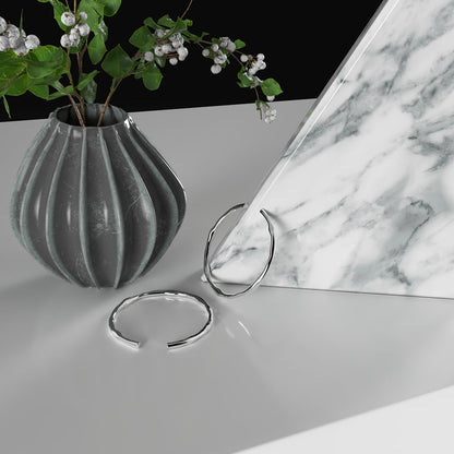 Thick Adjustable Irregular Silver Bracelet