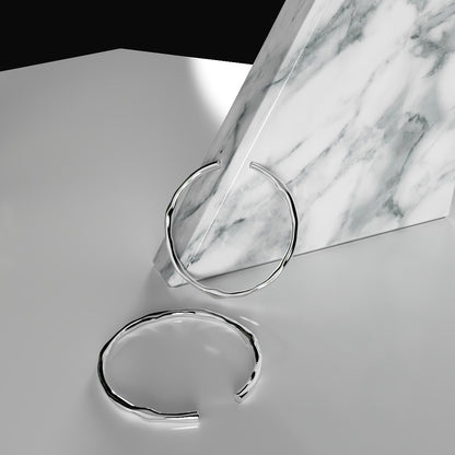 Thick Adjustable Irregular Silver Bracelet