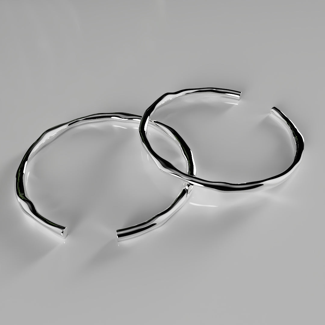 Thick Adjustable Irregular Silver Bracelet