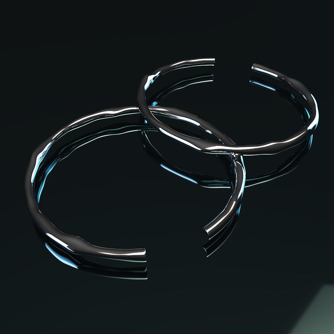 Thick Adjustable Irregular Silver Bracelet