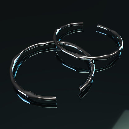 Thick Adjustable Irregular Silver Bracelet