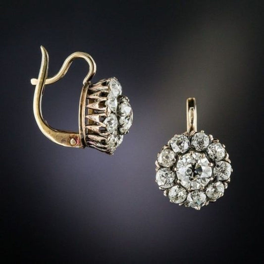 Exclusive Vintage Gold Earrings with Stone Inlay