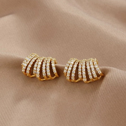 Pearl Hoop Earrings in Gold