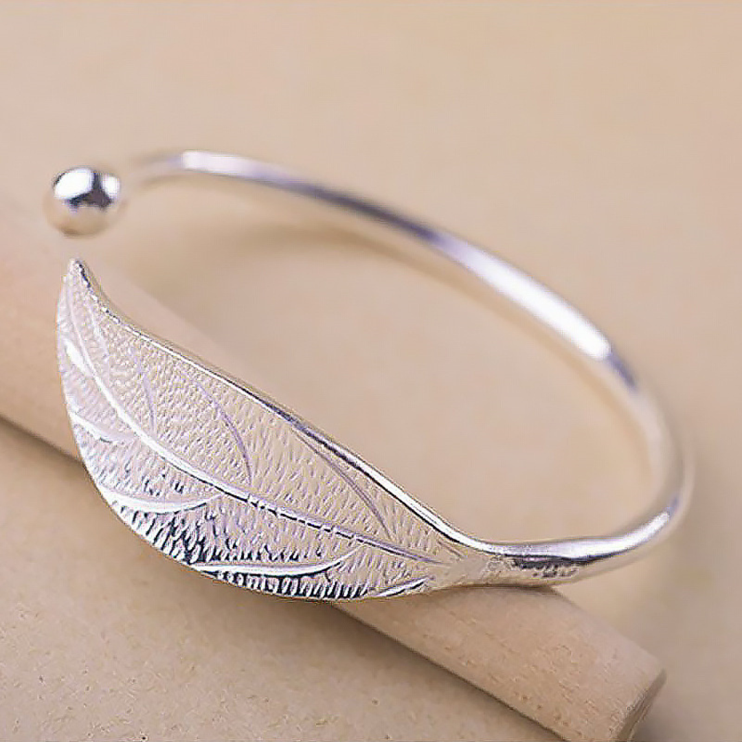 Adjustable Silver Leaf Bracelet