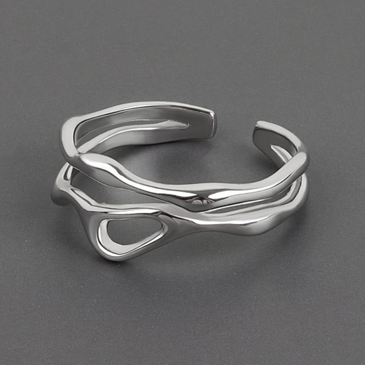 Adjustable Silver Ring in the Shape of a Tree Branch