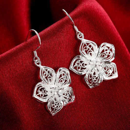 Silver Flower-Shaped Earrings