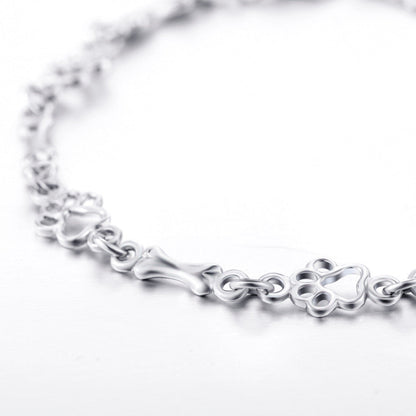 Bracelet with Dog Paw and Bone Charms