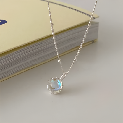 Moonstone Necklace - Round Cut Pendant