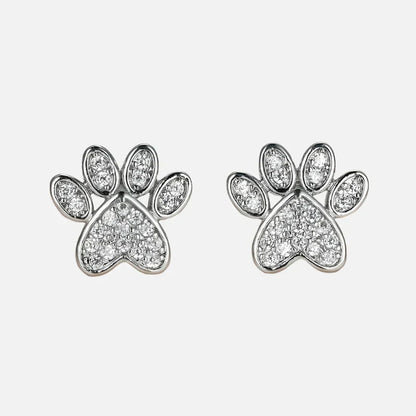 ALINA – Elegant heart-shaped paw stud earrings with sparkling white zirconia
