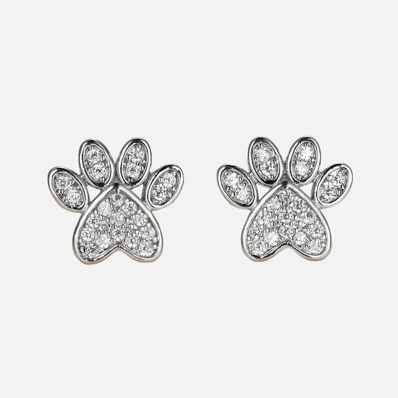 Celestial Paw Studs – Heart-Shaped Elegance