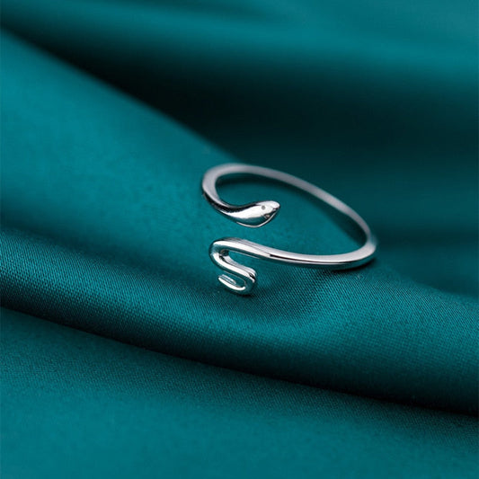 Adjustable Silver Snake Ring
