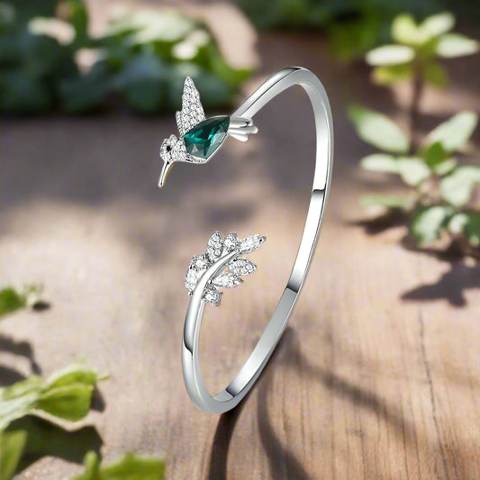 AYANA – Elegant Adjustable Hummingbird Ring with Sparkling Rhinestone