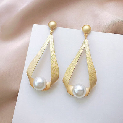 Crystal Earrings and Round Pearls