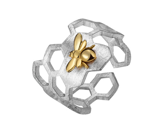 Elegant Adjustable Honeycomb Ring with 18k Gold Plating – MAEL