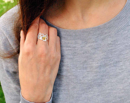 Elegant Adjustable Honeycomb Ring with 18k Gold Plating – MAEL